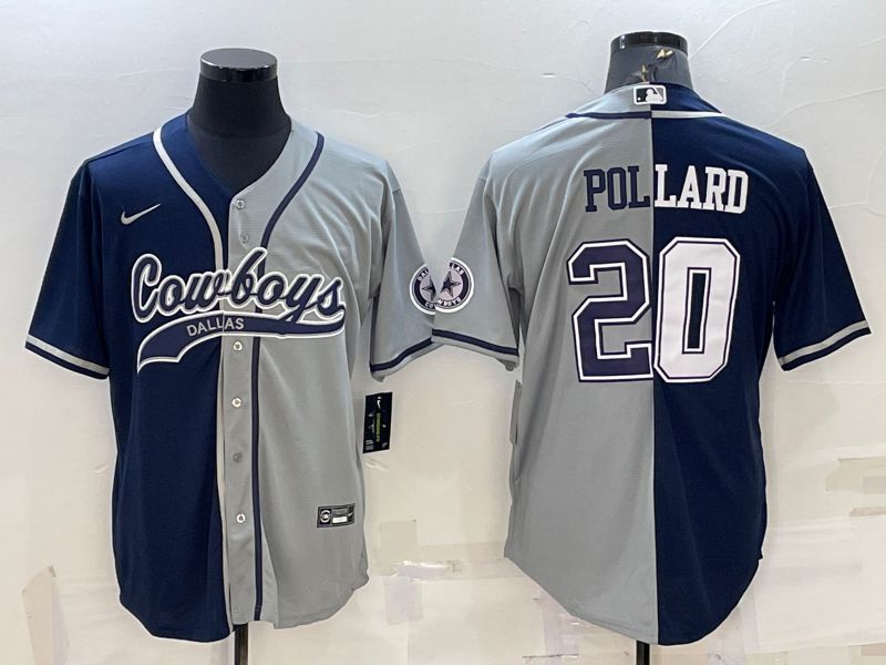 Men Dallas Cowboys 20 Pollard Blue grey 2022 Nike Co branded NFL Jersey